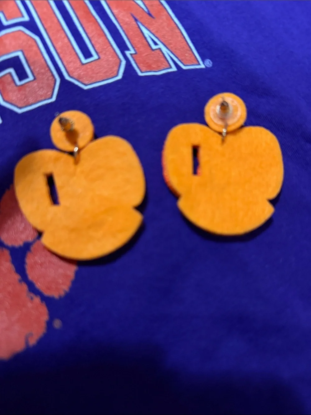 Clemson T-shirt and beaded GO earrings